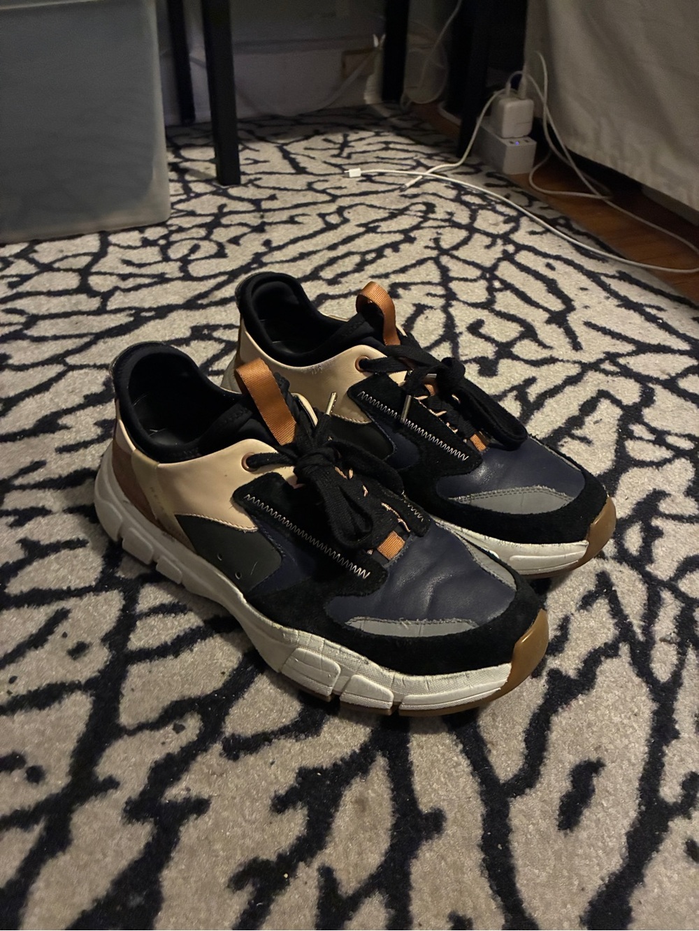 Reiss Black, Tan and Cream Chunky Lace-Up Sneakers